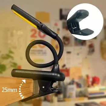 Перезаряжаемая лампа для чтения 14 светодиодов с 3 цветовыми температурами 8 уровней яркости Крепление на лампу для чтения в постели для книжных червей чёрный