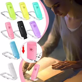 Перезаряжаемая лампа для чтения книг, теплый белый свет, регулируемая яркость, светодиодные пристегивающиеся лампы для чтения в постели, автомобильная лампа для чтения для детей, книжные черви One Size чёрный