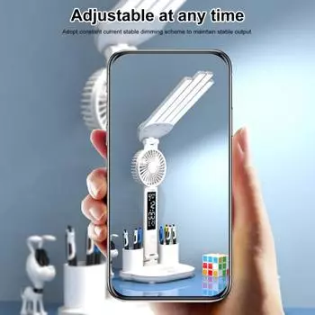 Перезаряжаемая настольная лампа с держателем для ручек, защита глаз, цифровой дисплей, без мерцания, многофункциональная светодиодная лампа для чтения