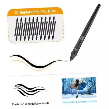 Перезаряжаемая ручка BOSTO, цифровая ручка, 8192 уровня, стилус под давлением с 20 шт., зажимами для ручки, держателем для ручек Battery Free