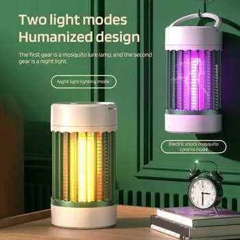 Перезаряжаемая светодиодная лампа от комаров Высоковольтная мощность Теплое освещение Без мерцания Безопасное использование Эффективная электрическая лампа от комаров Zapper Micro USB зелёный