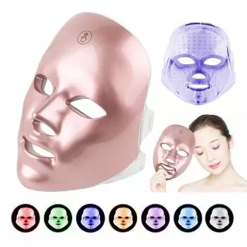 Перезаряжаемая светодиодная маска для лица, 7 цветов, светодиодная фотонная терапия, косметическая маска, омоложение кожи, домашний лифтинг лица, отбеливание, косметическое устройство NO Retail Box белый