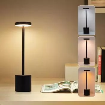 Перезаряжаемая светодиодная настольная лампа типа C с сенсорным выключателем, прикроватный ночник, портативная 3-цветная настольная лампа для клубного бара, декора помещения чёрный