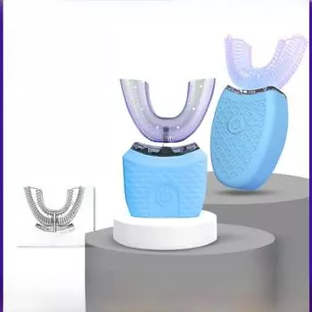 Перезаряжаемая U-образная звуковая электрическая зубная щетка с мягкой щетиной для взрослых - автоматическое время и возможность мытья всего тела ordinary белый