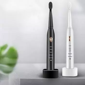 Перезаряжаемая ультразвуковая электрическая зубная щетка и ирригатор - универсальная для взрослых и детей с мягкой щетиной