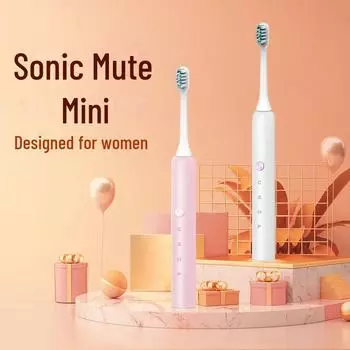 «Перезаряжаемая умная электрическая зубная щетка Sonic Mini для женщин — бесшумная и водонепроницаемая, отличный подарок на День святого Валентина» null розовый