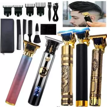 Перезаряжаемая водонепроницаемая электрическая беспроводная машинка для стрижки волос Мужская электрическая машинка для стрижки волос USB аккумуляторная бритва чёрный