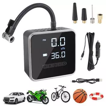 Перезаряжаемые аксессуары для шин ЖК-дисплей Воздушный компрессор Портативный воздушный насос Цифровой насос для накачивания шин Black