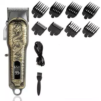 Перезаряжаемые беспроводные машинки для стрижки волос для мужчин, профессиональный триммер для бороды со светодиодным дисплеем для точных стрижек A