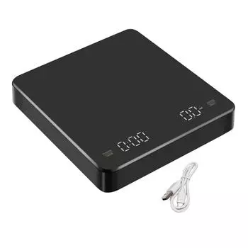 Перезаряжаемые кофейные весы (С таймером), Точный 0 г (3 кг/0,01 г) Весы для кофе, портативные цифровые кухонные весы (С таймером) One Size
