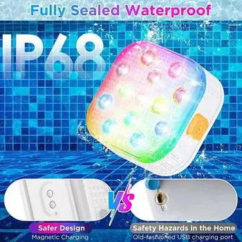 Перезаряжаемые погружные светильники для бассейна с дистанционным управлением, водонепроницаемые, IP68, 16 светодиодных ламп, меняющих цвет 2pcs белый
