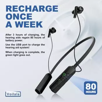 Перезаряжаемые слуховые аппараты Беспроводные наушники Bluetooth Цифровой усилитель звука Слуховой аппарат для глухих пожилых людей Black чёрный