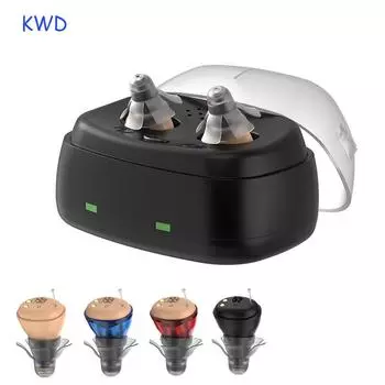 Перезаряжаемые слуховые аппараты Мини-цифровой невидимый слуховой аппарат CIC для взрослых пожилых людей с тяжелой потерей слуха Усилитель звука Наушники s чёрный