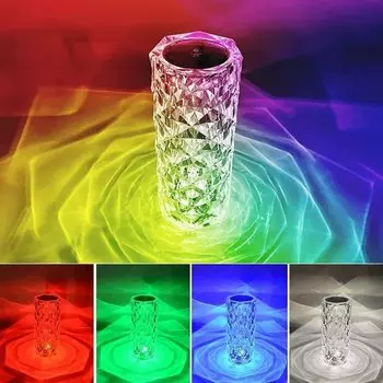 Перезаряжаемый 16 цветов RGB Rose LED ночник меняющий цвет кристалл сенсорный настольная лампа для спальни тумбочка рождественский декор changeable&MULTI прозрачный