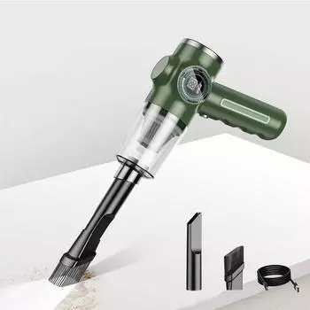 Перезаряжаемый беспроводной пылесос, сильный всасывающий ручной пылесос, автомобильный пылесос, домашний офис зелёный