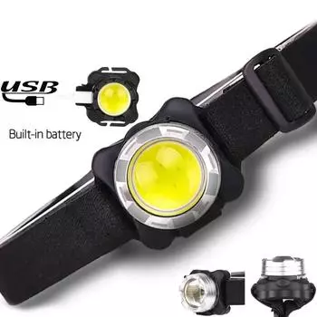 Перезаряжаемый через USB светодиодный налобный фонарь со встроенным аккумулятором емкостью 1200 мАч, портативный водонепроницаемый налобный фонарь для рыбалки и кемпинга