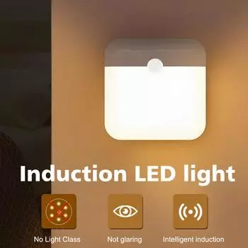 Перезаряжаемый датчик движения светодиодный ночник для аварийной ситуации спальня кухня ванная лестница коридор белый USB беспроводной светильник Warm White