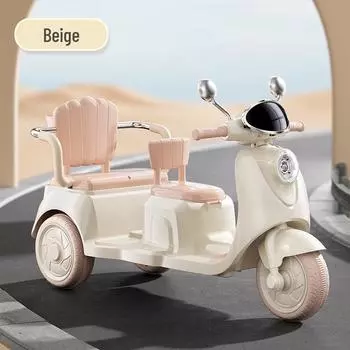 Перезаряжаемый детский электрический трехколесный велосипед: Двухместный игрушечный мотоцикл для мальчиков и девочек