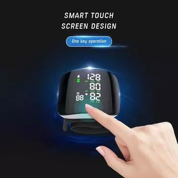 Перезаряжаемый голосовой сфигмоманометр, полностью автоматический цифровой пульсометр, наручный монитор артериального давления, умный сенсорный ЖК-экран чёрный