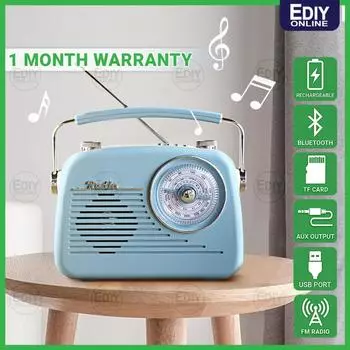 Перезаряжаемый классический Bluetooth FM радио динамик плеер приемник портативный ретро радио поддерживает USB TF карту EXTRA BOX + BUBBLE 2 синий