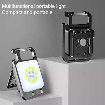 Перезаряжаемый магнитный присоска, высокая яркость, пружинная открывалка для бутылок, аварийное освещение, мини-светодиодный фонарик, брелок, рабочий свет, товары для кемпинга белый