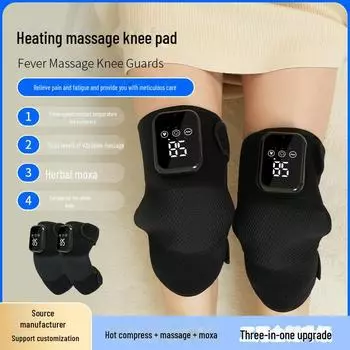 Перезаряжаемый массажер для колена с подогревом для облегчения боли в суставах с помощью вибрации и прижигания серый