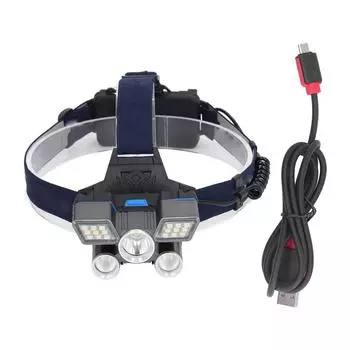 Перезаряжаемый налобный фонарь 9 уровней L2 Bead Long Range Headlight Outdoor Work Light IPX4 Водонепроницаемый