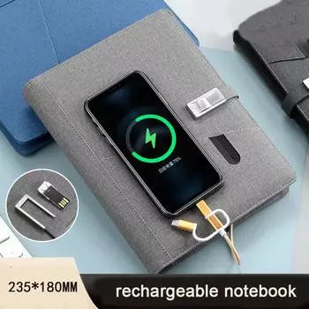 (Перезаряжаемый ноутбук со съемным жестким диском) Высококлассный деловой блокнот с отрывными листами, блокнот с подарочной коробкой, студенческий дневник A5 синий