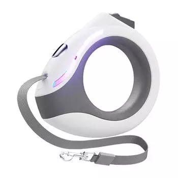 Перезаряжаемый поводок для собак, быстросъемный выдвижной поводок для домашних животных, без тяги, с противоскользящей ручкой, светодиодный светильник для дрессировки собак, аксессуары белый