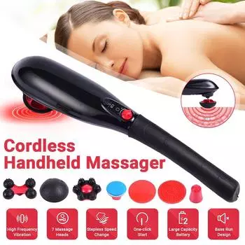 Перезаряжаемый ручной глубокий массажер для мышц шеи, беспроводной электрический массажер для тела с портивным дизайном, глубокотканный массажер для спины