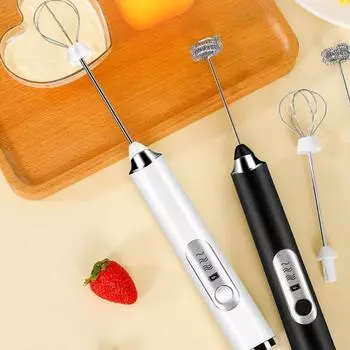 Перезаряжаемый ручной миксер для вспенивания молока с 3 скоростями, ручка для зарядки через USB, подставка, электрический венчик для взбивания яиц с латте, капучино, горячего шоколада
