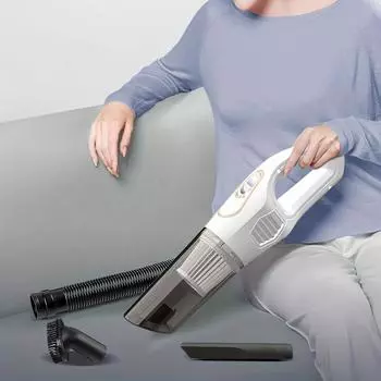 Перезаряжаемый ручной пылесос — беспроводной, портативный и мощный для уборки дома и автомобиля, 2-в-1, с функцией мытья полов чёрный