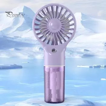 Перезаряжаемый ручной туманный вентилятор с функцией распыления воды 4 режима скорости Сильный поток воздуха Низкий уровень шума Мощный мини-вентилятор Mister жёлтый