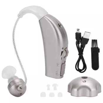 Перезаряжаемый слуховой аппарат, усилитель звука в ушах, ABS с зарядной базой, шумоподавление