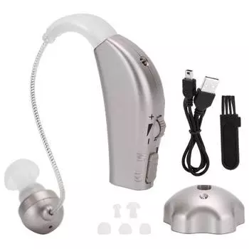 Перезаряжаемый слуховой аппарат, усилитель звука в ушах, ABS с зарядной базой, шумоподавление