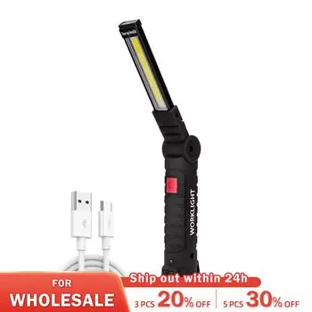 Перезаряжаемый светодиодный фонарик для кемпинга, рабочий свет с магнитом и крючком, IP64, водонепроницаемый, 5 режимов освещения, подходит для ночной работы