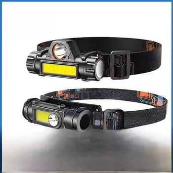 Перезаряжаемый светодиодный налобный фонарь с магнитным двойным светом для кемпинга и рыбалки