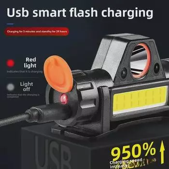 Перезаряжаемый светодиодный налобный фонарь с магнитным основанием для рыбалки на открытом воздухе и ночью Model 101,