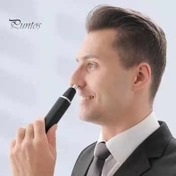 Перезаряжаемый триммер для волос в носу для мужчин и женщин IPX7 водонепроницаемый электрический триммер для волос в носу 360-градусный инструмент для ухода за двусторонним лезвием с функцией очистки чёрный