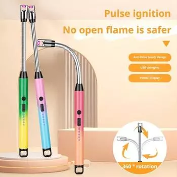 Перезаряжаемый USB электрический воспламенитель, ветрозащитный импульсный воспламенитель, двойные защитные выключатели, высокотемпературная защита, портативный градиент цвета жёлтый