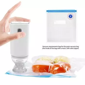Перезаряжаемый вакуумный упаковщик, упаковщик, беспроводной электрический упаковщик для свежих продуктов Black