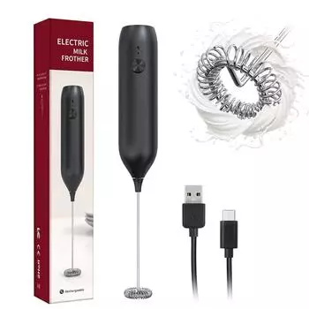 Перезаряжаемый вспениватель молока, электрический миксер, венчик, ручной вспениватель, венчик для кофе, миксер для напитков, мини-вспениватель для капучино чёрный