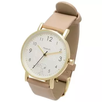 [Perfect World] Женские часы Snoopy Analog Leather Strap Watch Zigza Etched, бежевые PNT043-2