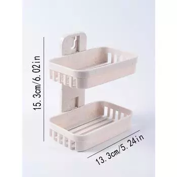 Perforation-free Household Bathroom Wall Mounted Soap Box Double Drain Soap Box Soap Holder Bathroom Kawaii Bathroom Soap Sheets