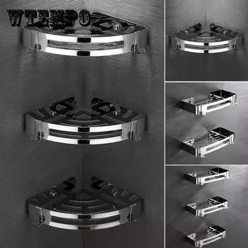 Перфорированная треугольная корзина из нержавеющей стали, настенная полка для хранения аксессуаров для ванной комнаты single layer