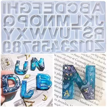 Перфорированный алфавит из смолы Перфорированные цифры алфавит силиконовая форма ожерелье аксессуары детали брелок создание смола УФ смола арома камень штукатурка