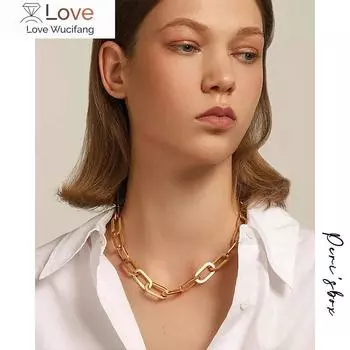 Peri Sbox хип-хоп золотого цвета из нержавеющей стали цепочка-скрепка колье минималистичные широкие массивные ожерелья женские панк-ювелирные изделия золотой