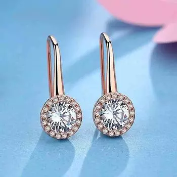 Перидот 14K Anting-Anting Kancing Perhiasan Terisi Emas для Wanita Anting-Anting Bundar Mahkota Sederhana Perhiasan Valentine Bagus 925 для Wanita rose gold