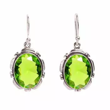 Peridot 925 Sterling Silver Earring V419, Green Earring, Oval Earring, Valentin s Day Gift, Gift For Her, Birthday Gift, Handmade Jewelry, Silver Jewe