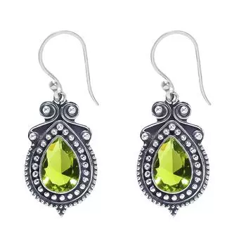 Peridot 925 Sterling Silver Earring V7494, Green Earring, Pear Earring, Valentin s Day Gift, Gift For Her, Birthday Gift, Handmade Jewelry, Silver Jew
